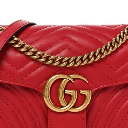 Gucci Calfskin Matelasse Small GG Marmont Shoulder Bag Hibiscus Red 8 of 11