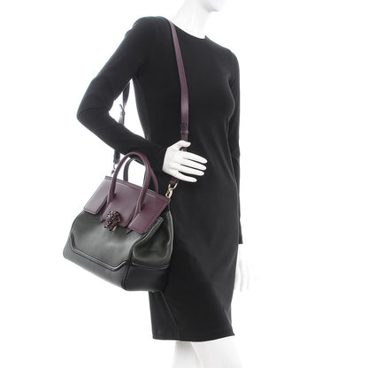 Versace Vitello Large Palazzo Empire Bag Burgundy Army Nero Black 2 of 12