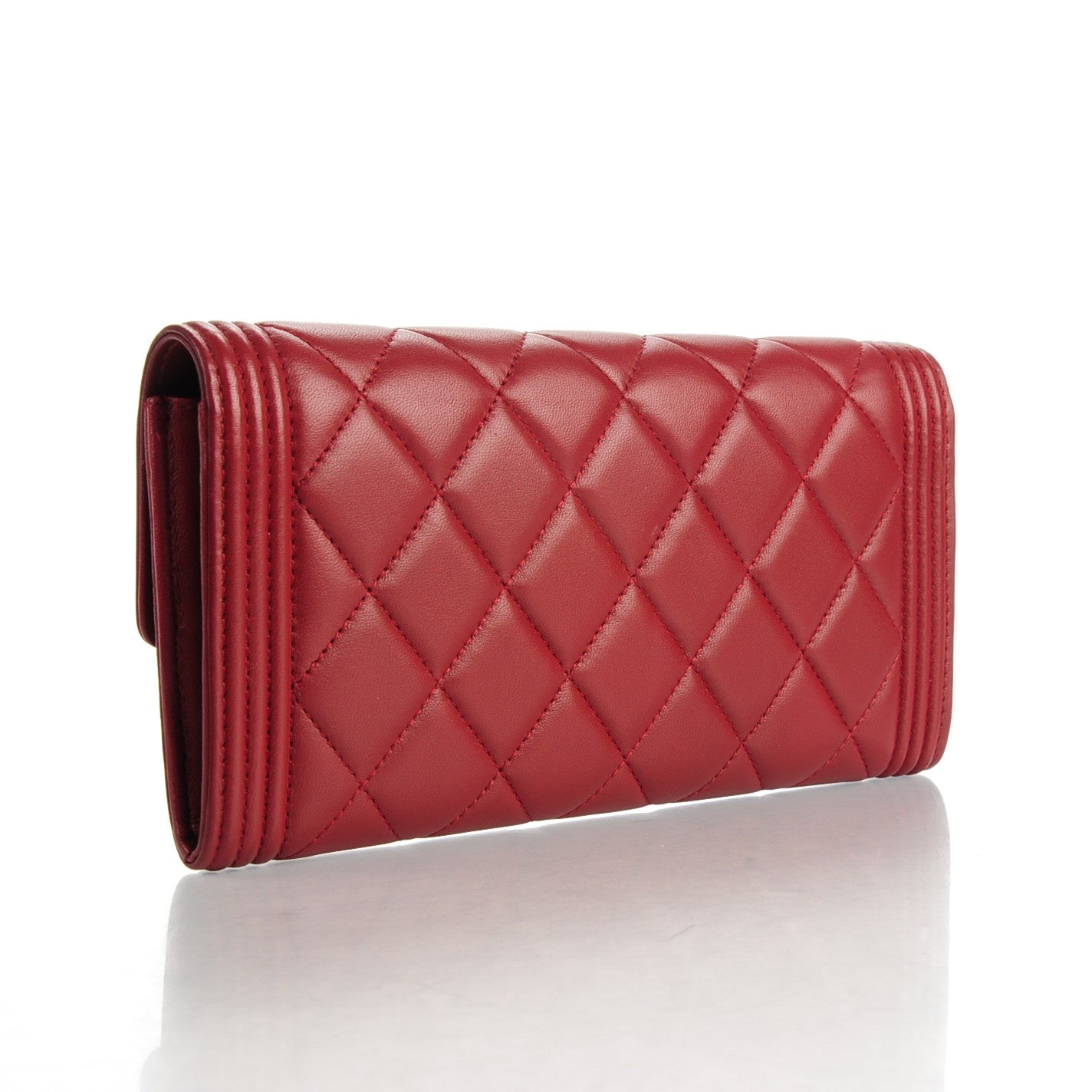 Chanel Lambskin Quilted Large Boy Flap Wallet Dark Red 3 of 8
