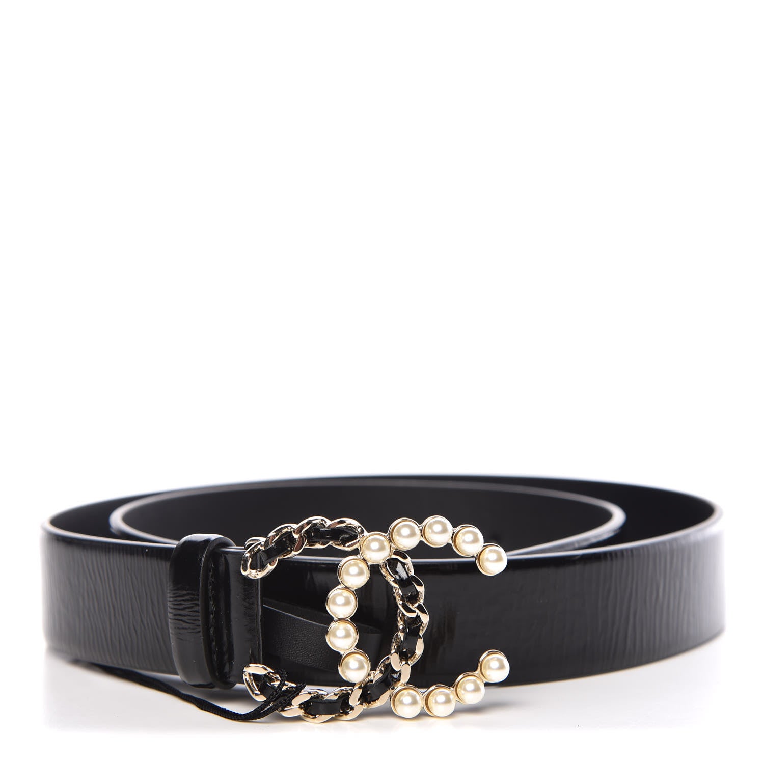 Chanel Calfskin Pearl CC Chain Belt 85 34 Black 1 of 9