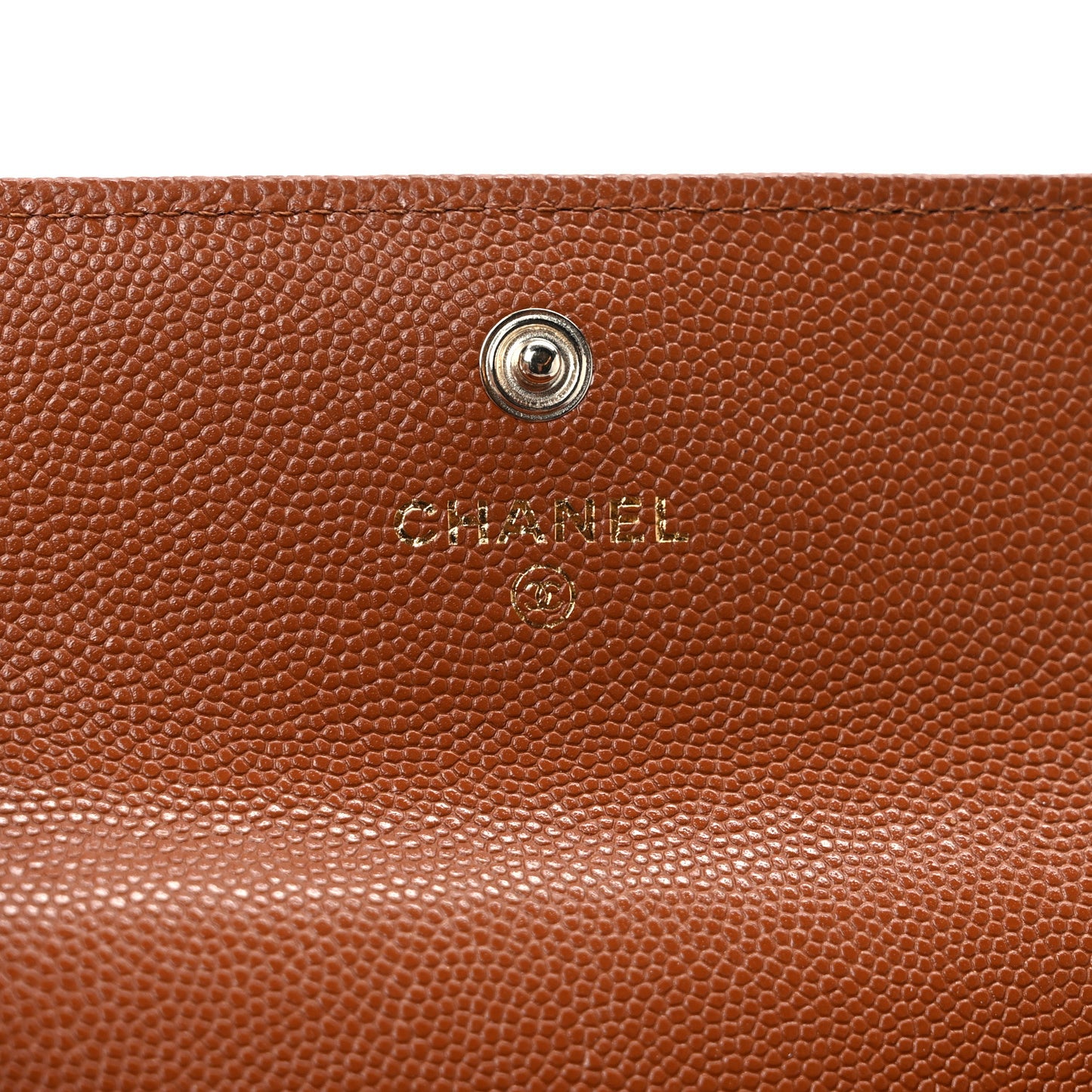 Shiny Caviar Quilted Strass CC Flap Card Holder Brown