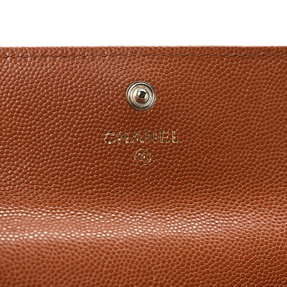 Chanel Shiny Caviar Quilted Strass CC Flap Card Holder Brown 6 of 7
