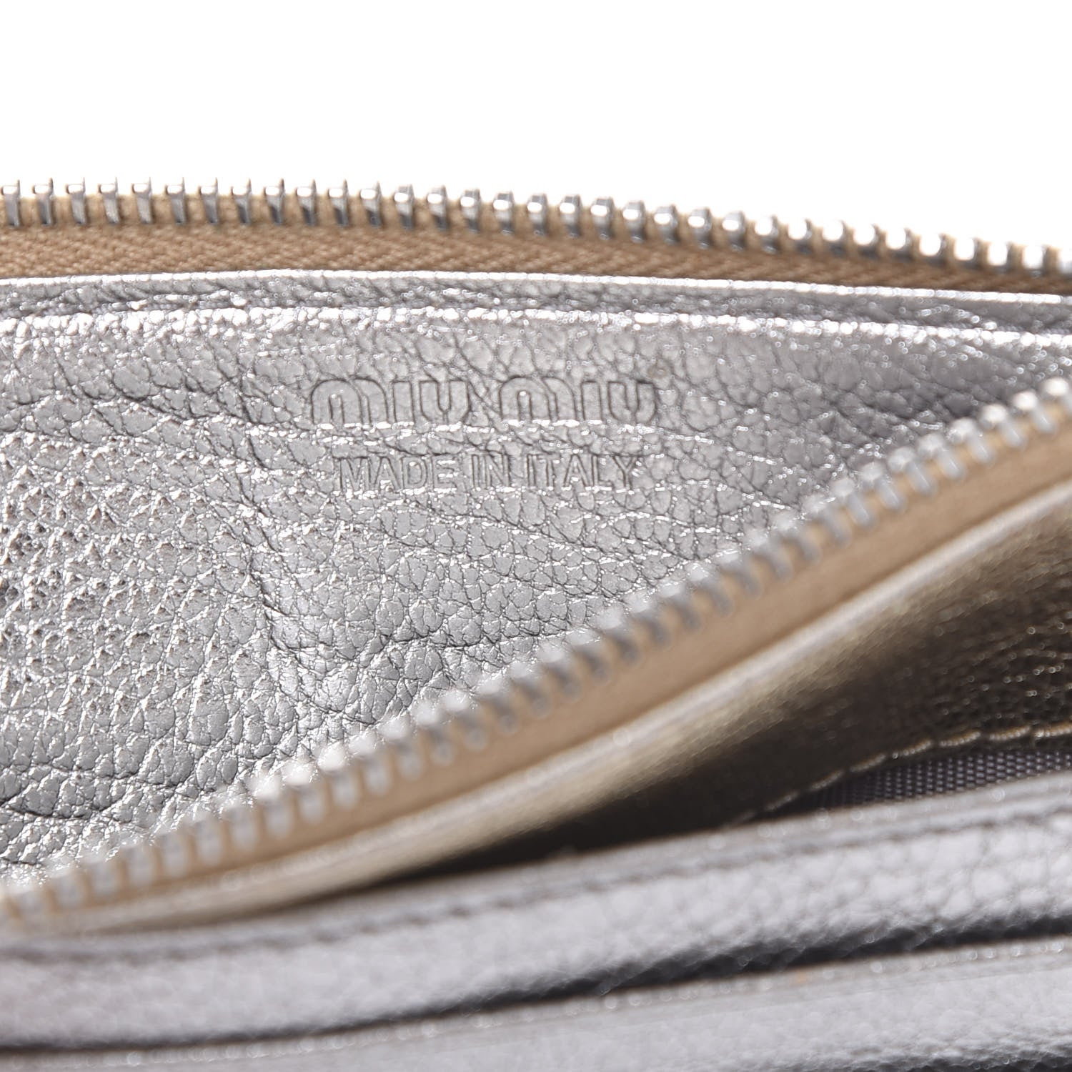 Miu Miu Metallic Madras Colour Zip Card Case Chrome Gold 8 of 10