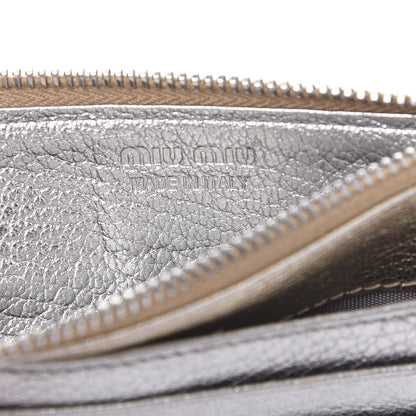 Miu Miu Metallic Madras Colour Zip Card Case Chrome Gold 8 of 10