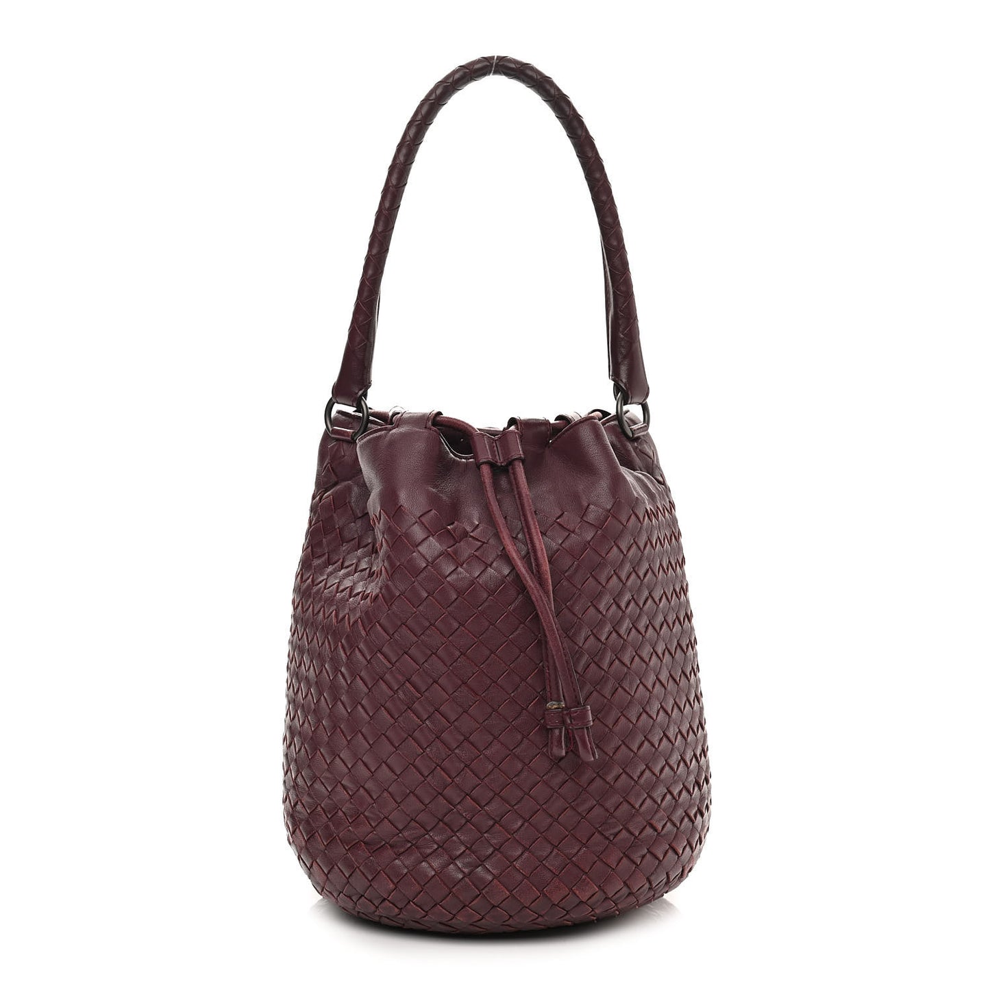 Nappa Intrecciato Drawstring Bucket Bag Opera