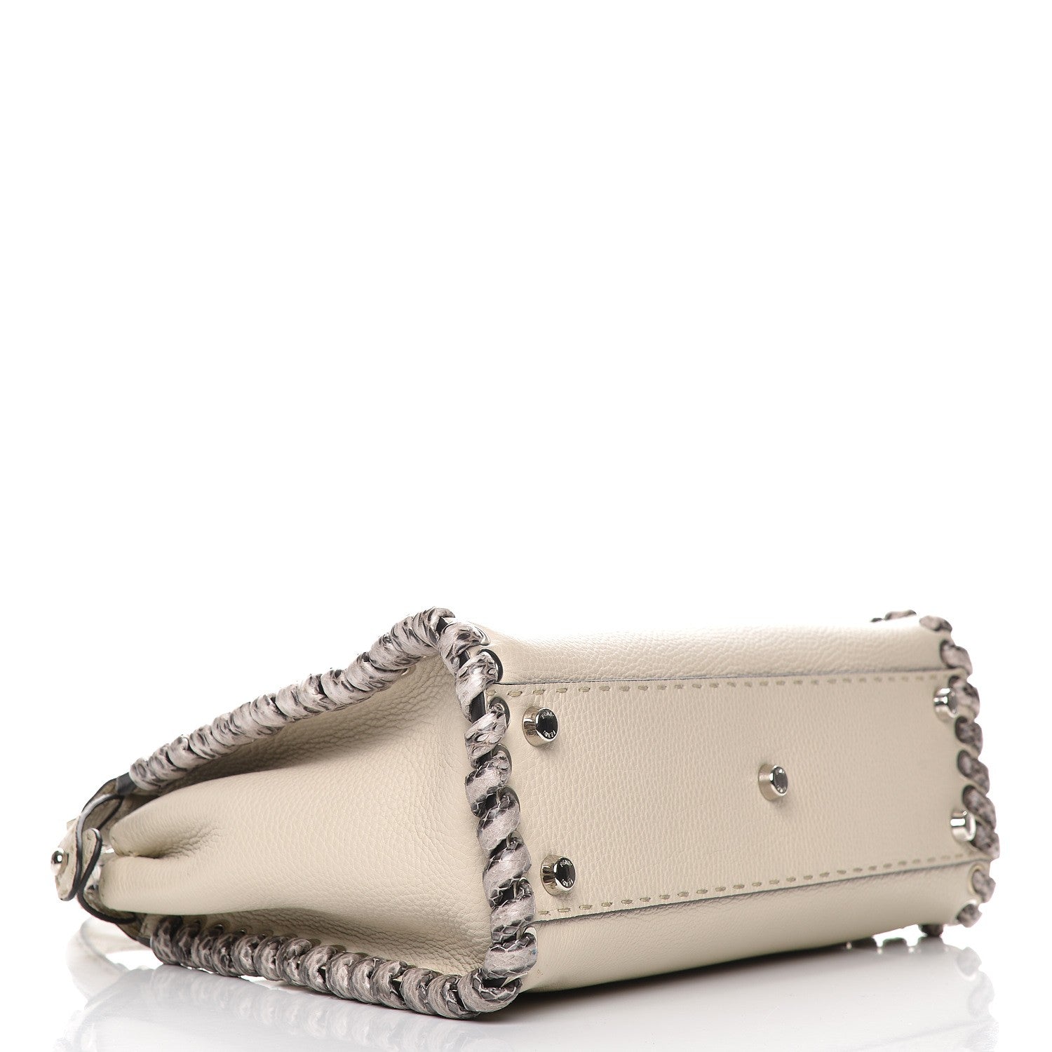 Fendi Cuoio Romano Selleria Elaphe Lace Up Medium Peekaboo Iconic Satchel Latte Taupe 5 of 8