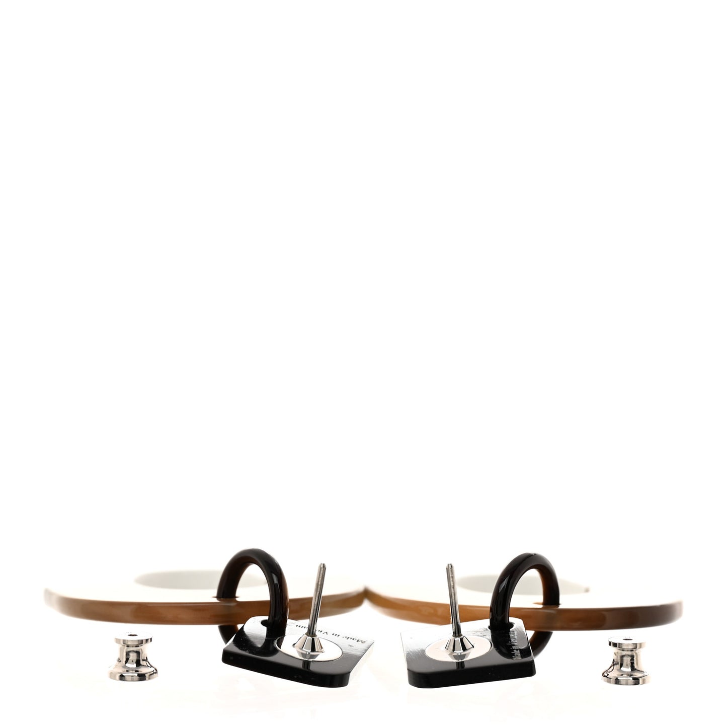 Buffalo Horn Lacquered Wood Isthme Earrings White