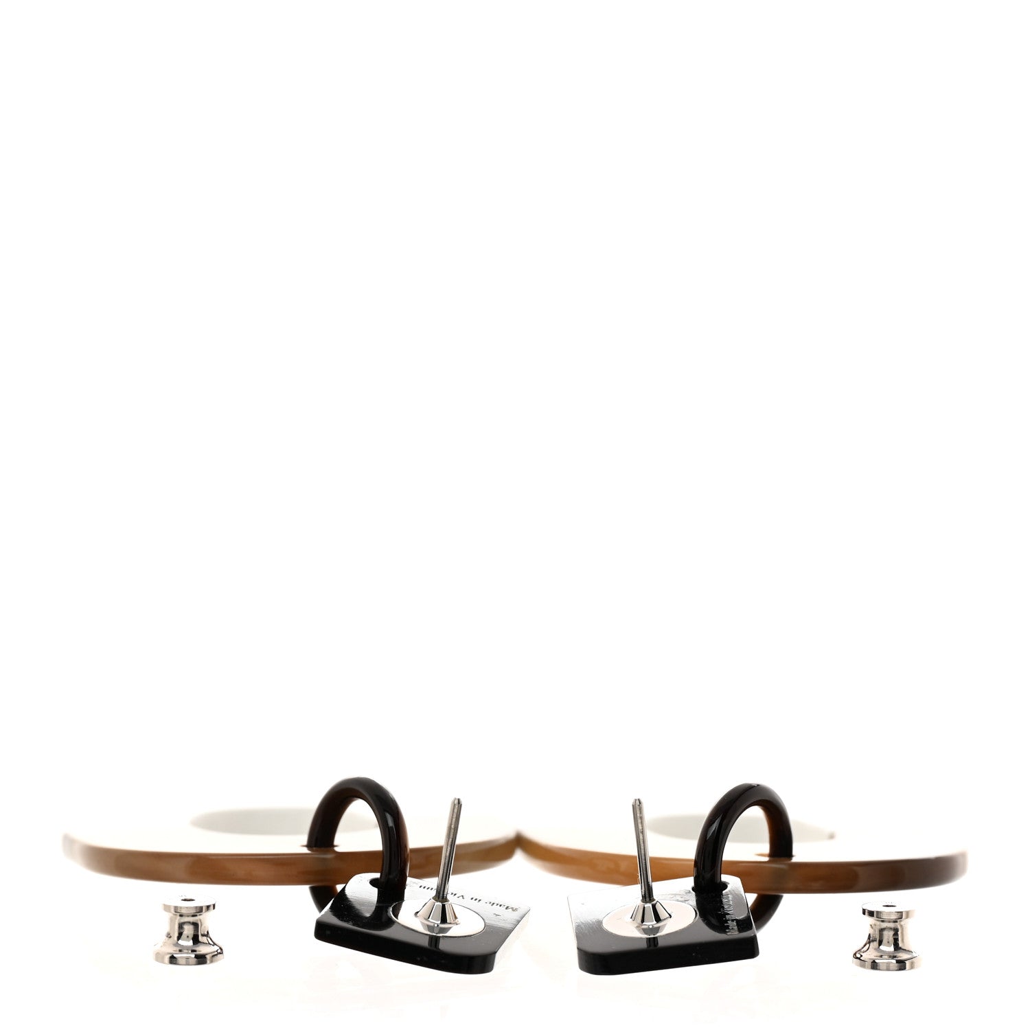 Hermes Buffalo Horn Lacquered Wood Isthme Earrings White 3 of 6