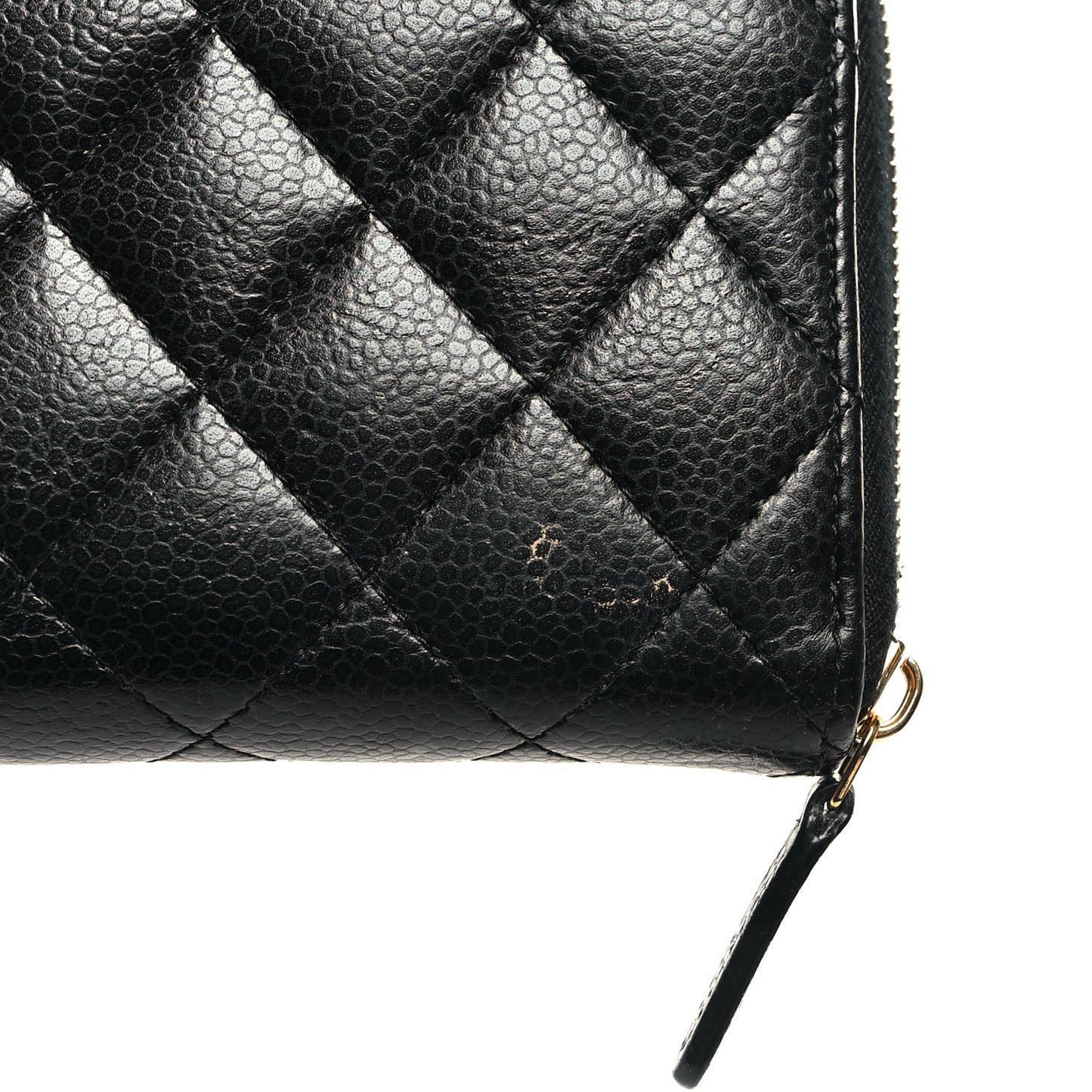 Caviar Quilted Large Gusset Zip Around Wallet Black