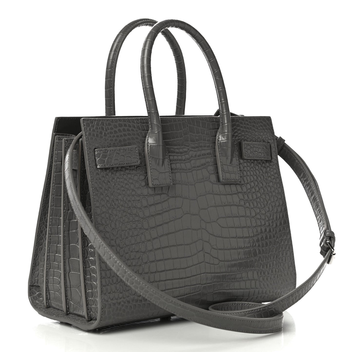 Calfskin Crocodile Embossed Baby Sac De Jour Fog