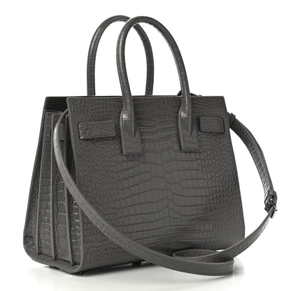 Saint Laurent Calfskin Crocodile Embossed Baby Sac De Jour Fog 4 of 9