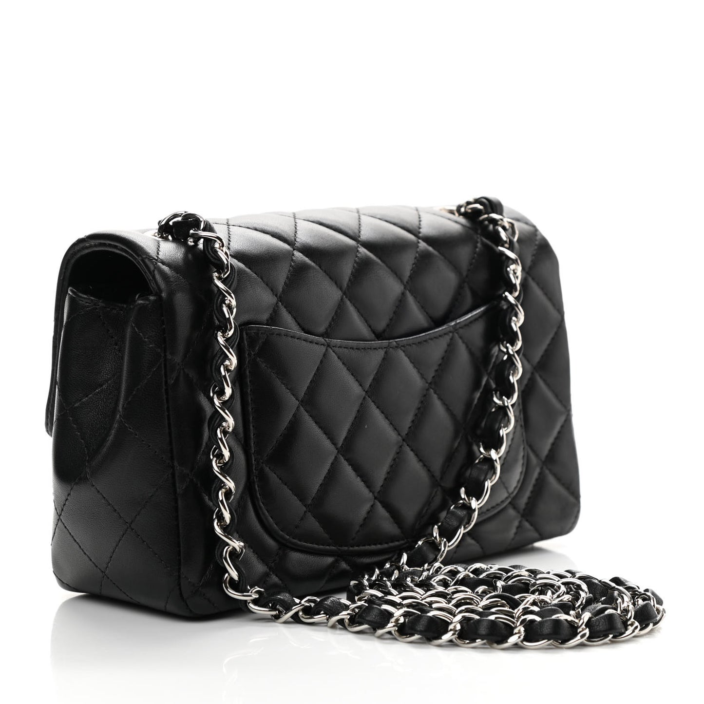 Lambskin Quilted Mini Rectangular Flap Black