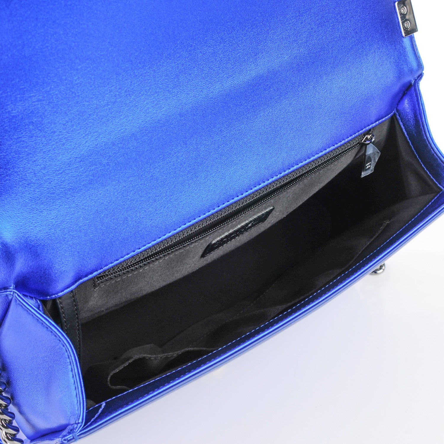 Chanel Metallic Patent Quilted Large Boy Flap Blue 9 of 9