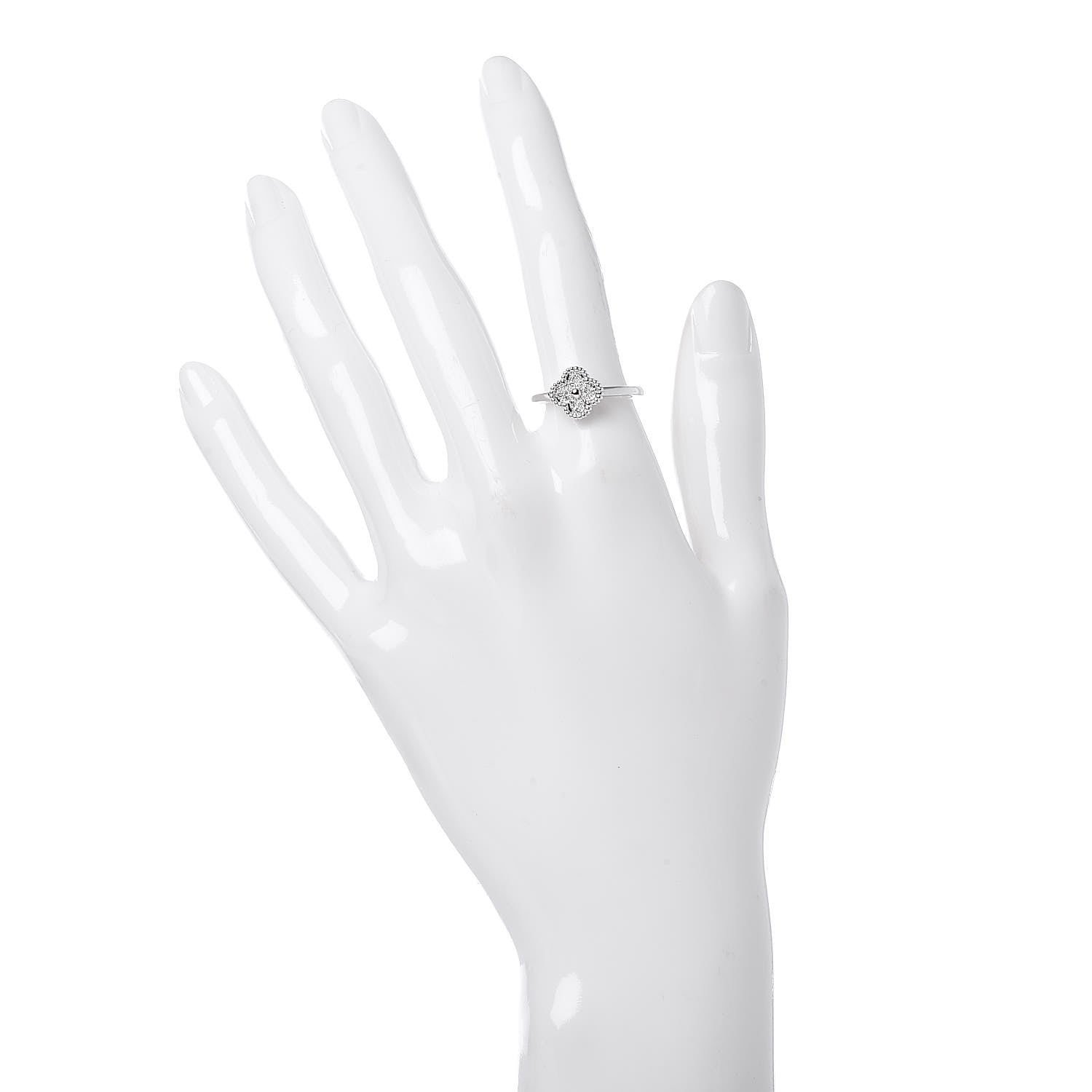 Van Cleef & Arpels 18K White Gold Diamond Sweet Alhambra Ring 53 6.5 2 of 7