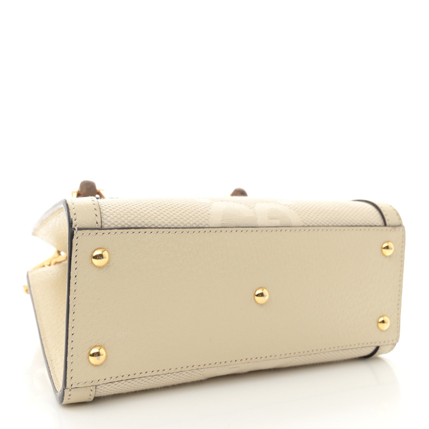 Gucci Monogram Jumbo GG Textured Dollar Calfskin Web Mini Diana Tote Bag Off White 4 of 15