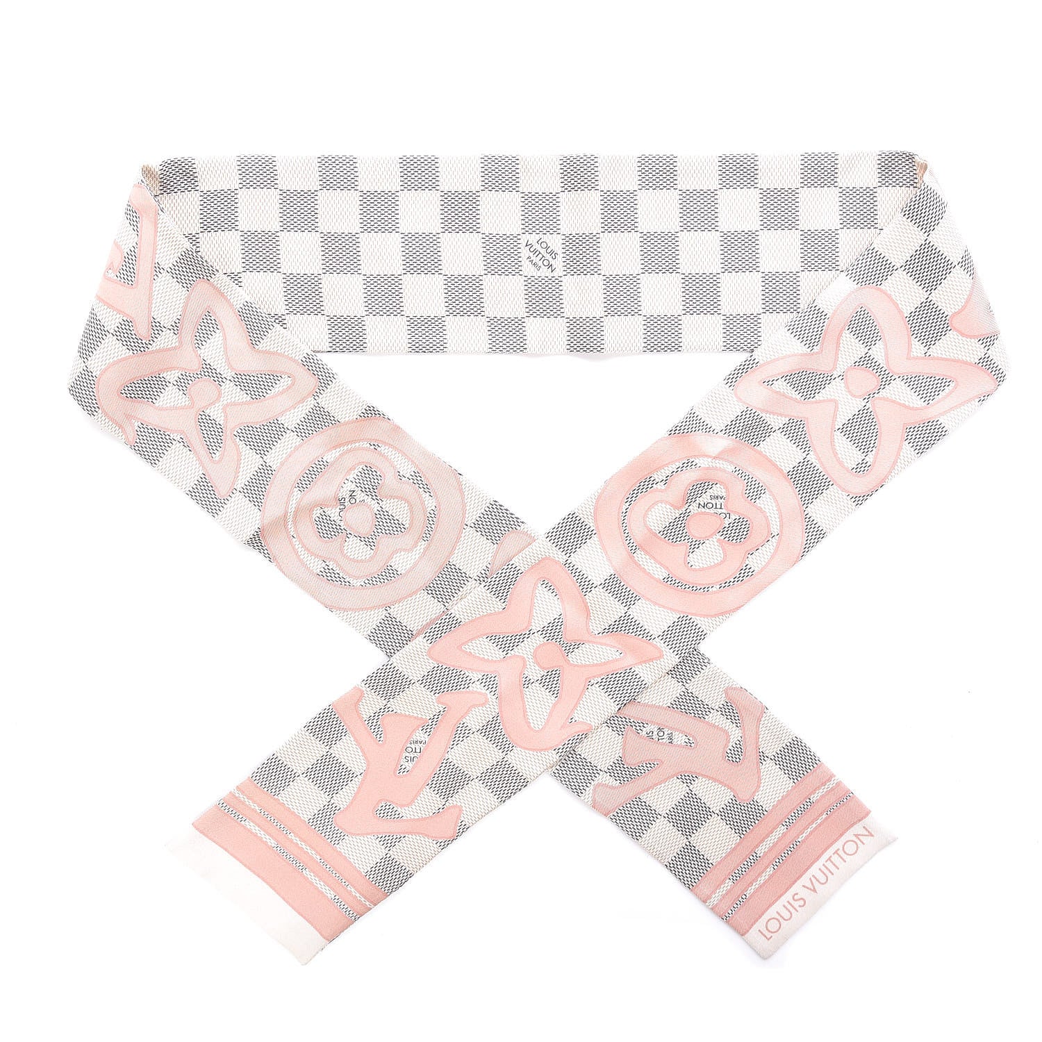 Louis Vuitton Silk Damier Azur Tahitienne Bandeau Rose Ballerine 1 of 4