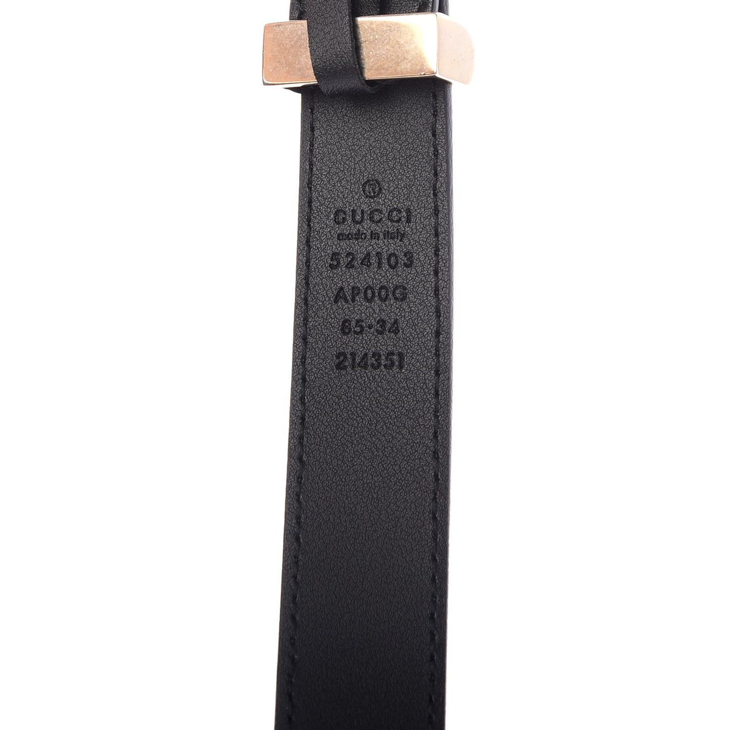 Moon Calfskin Torchon Double G 25mm Belt 85 34 Black