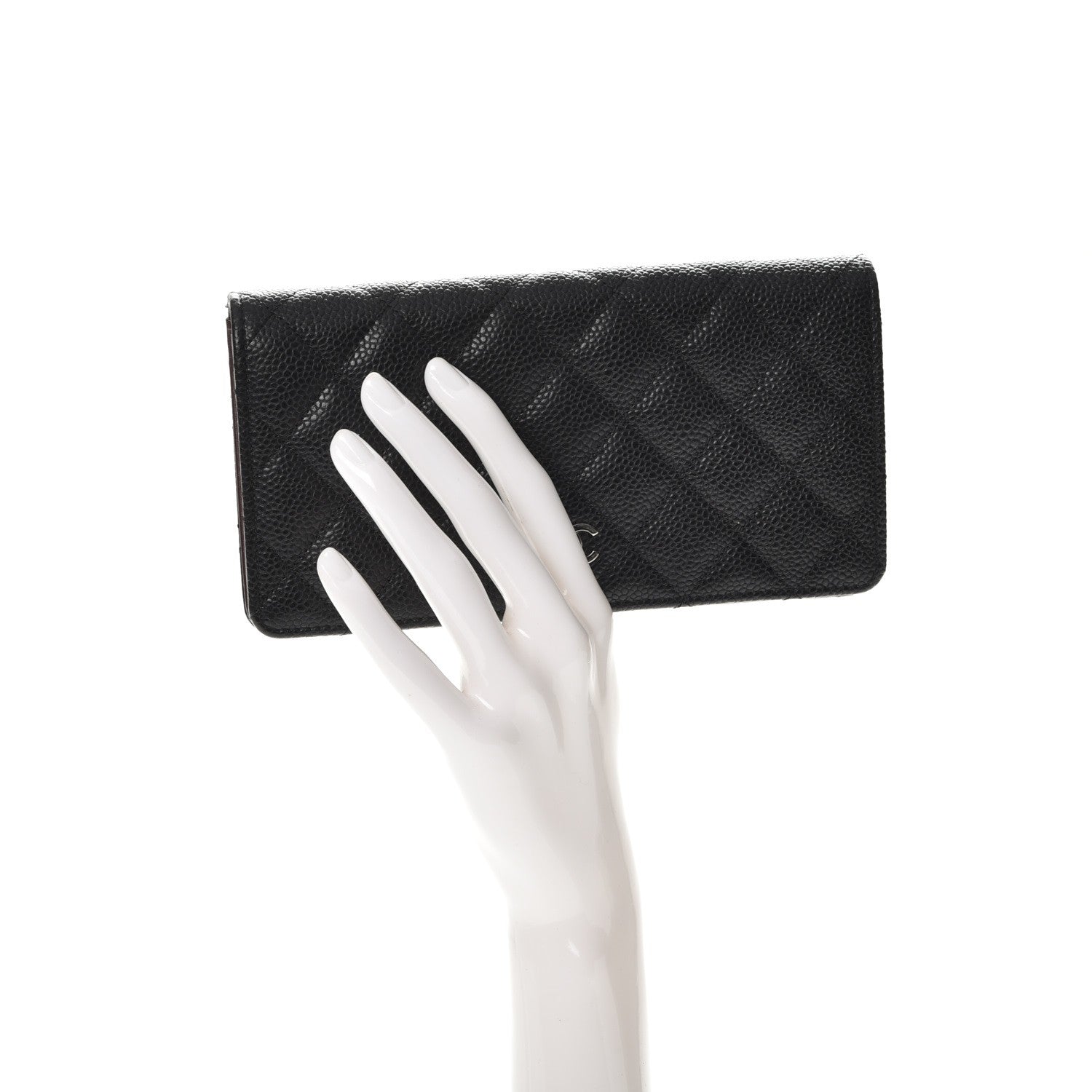 Chanel Caviar Quilted Yen Wallet Black 2 of 10