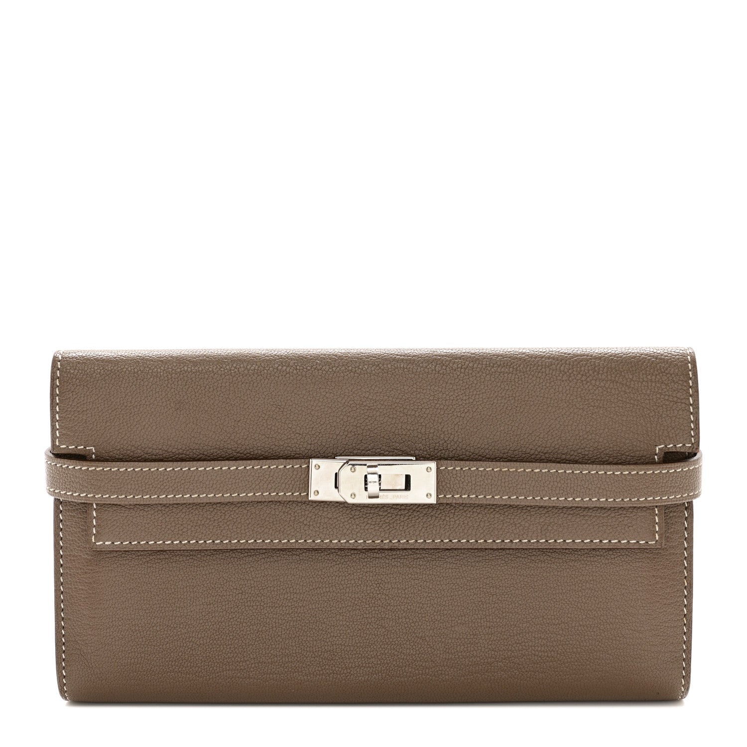 Hermes Chevre Mysore Kelly Longue Wallet Etoupe 1 of 10
