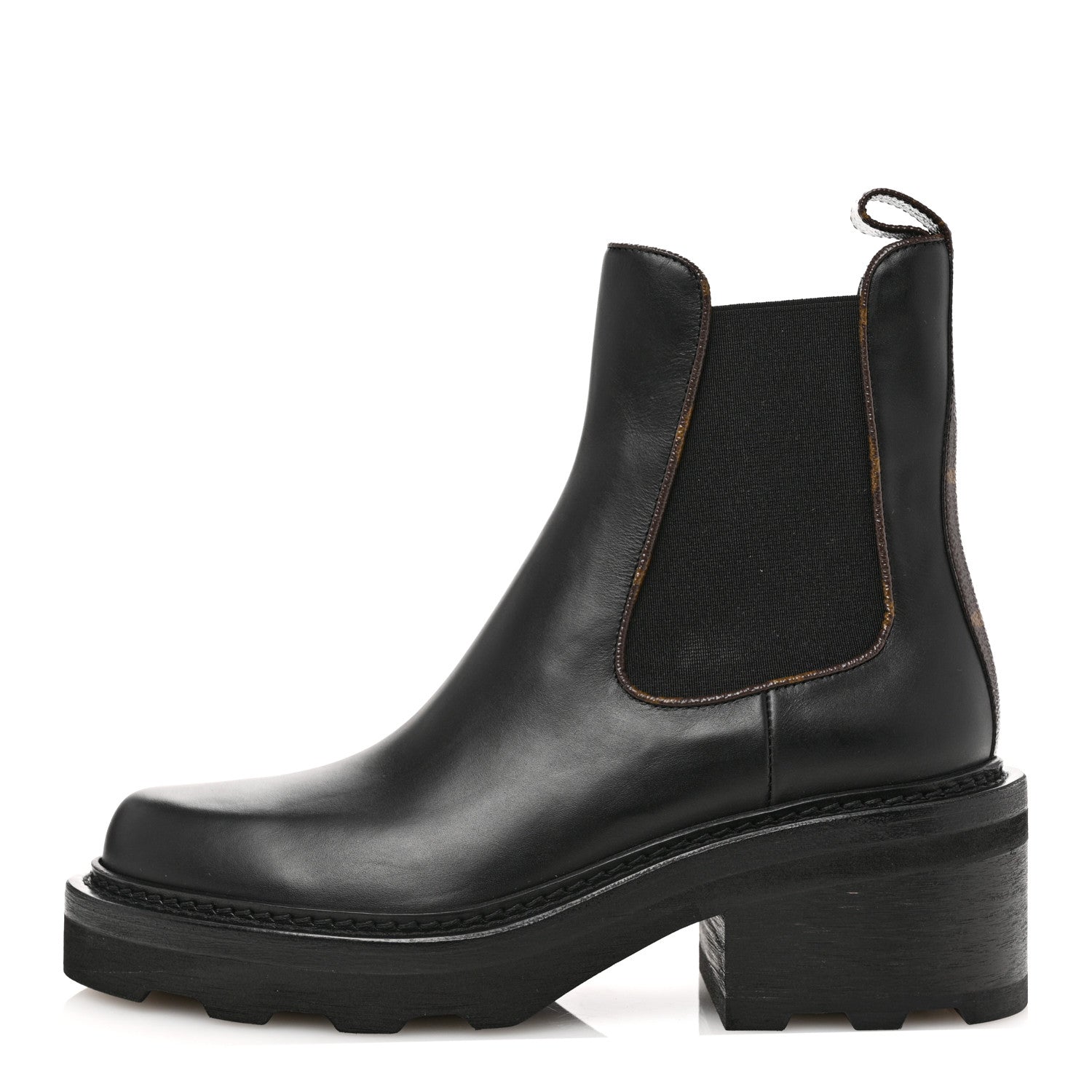 Louis Vuitton Calfskin Monogram Beaubourg Ankle Boots 37.5 Black 1 of 8