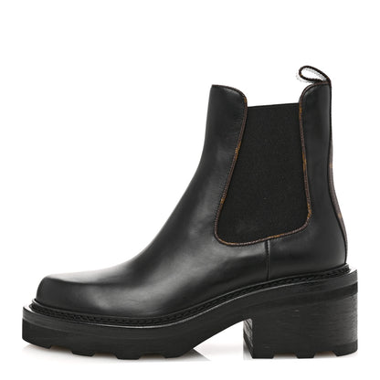 Louis Vuitton Calfskin Monogram Beaubourg Ankle Boots 37.5 Black 1 of 8