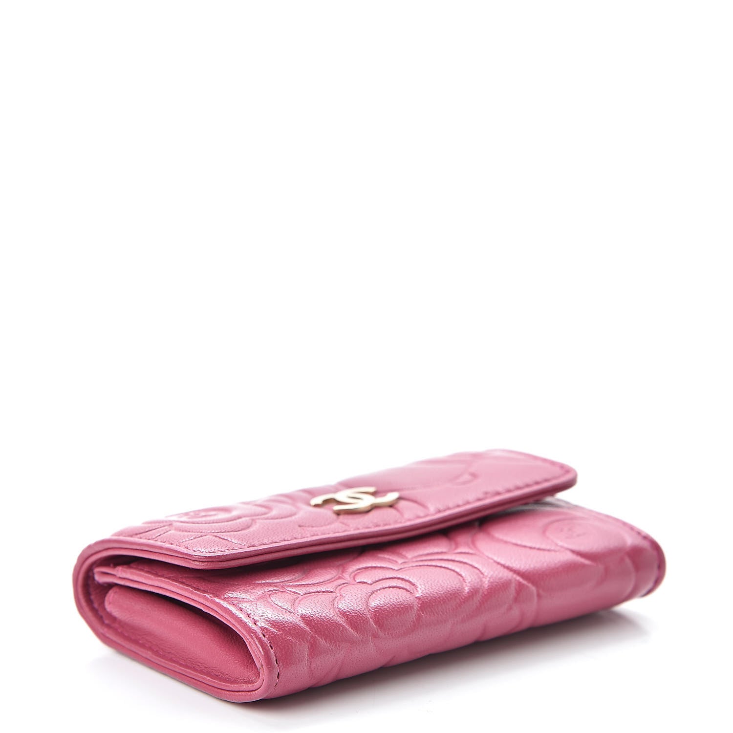 Chanel Lambskin Camellia Embossed Flap Card Holder Fuchsia 4 of 9