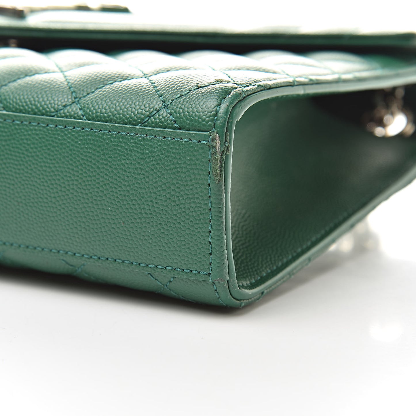 Grain De Poudre Textured Mixed Matelasse Triquilt Medium Monogram Satchel Green