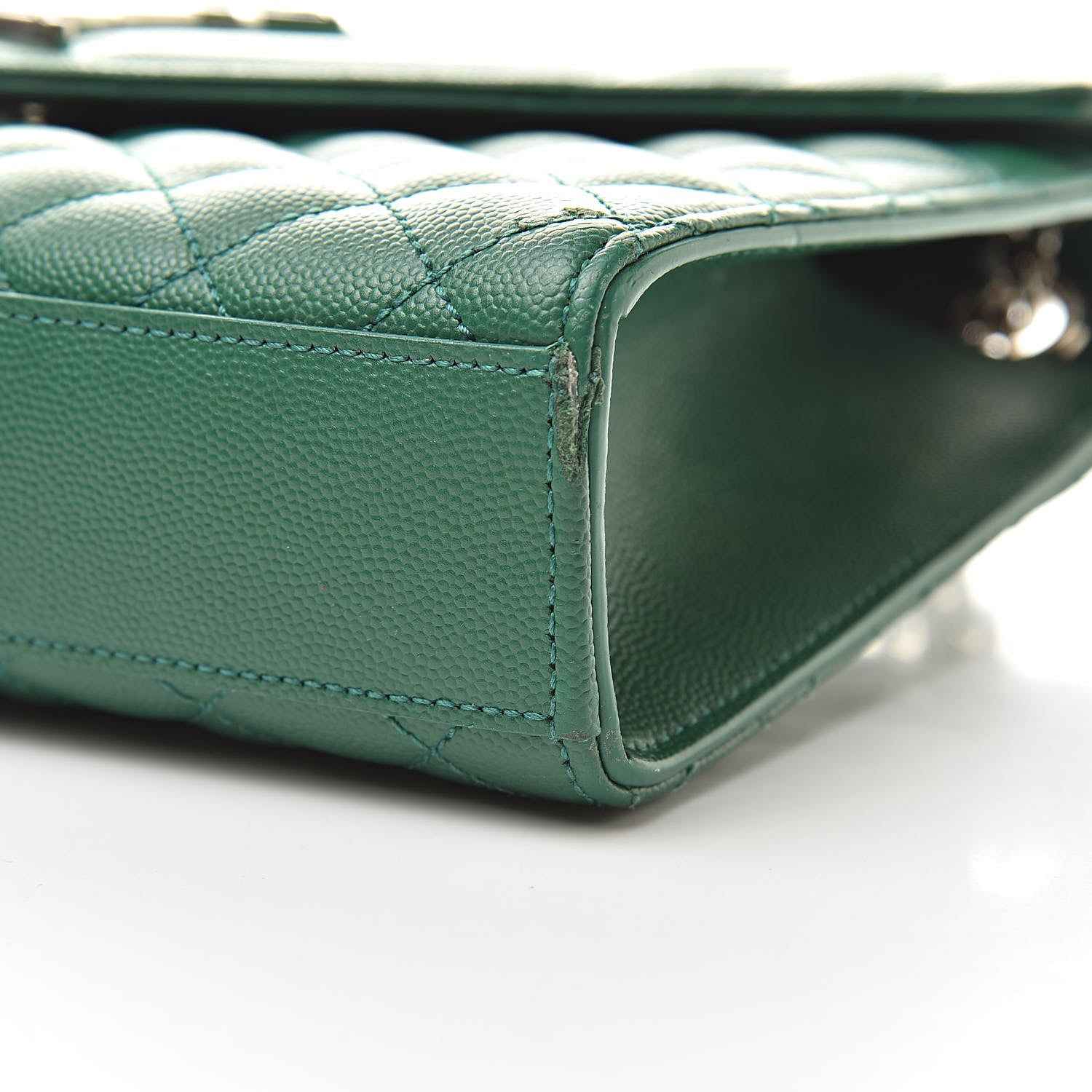 Saint Laurent Grain De Poudre Textured Mixed Matelasse Triquilt Medium Monogram Satchel Green 11 of 14