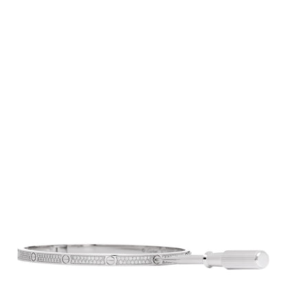 Cartier 18K White Gold Diamond Small LOVE Paved Bracelet 18 3 of 8