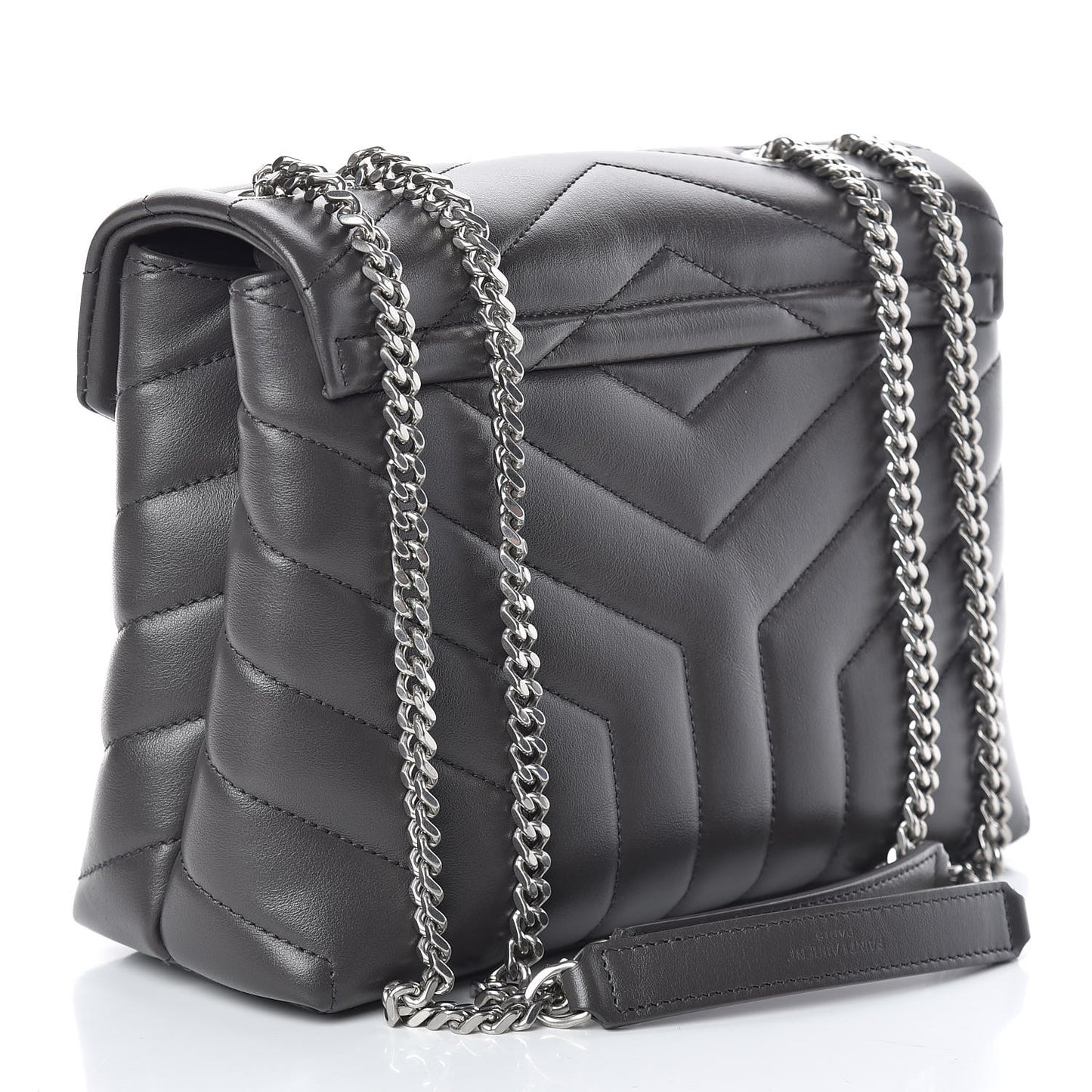 Calfskin Y Quilted Monogram Small Loulou Chain Satchel Asphalt