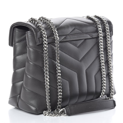Saint Laurent Calfskin Y Quilted Monogram Small Loulou Chain Satchel Asphalt 4 of 11