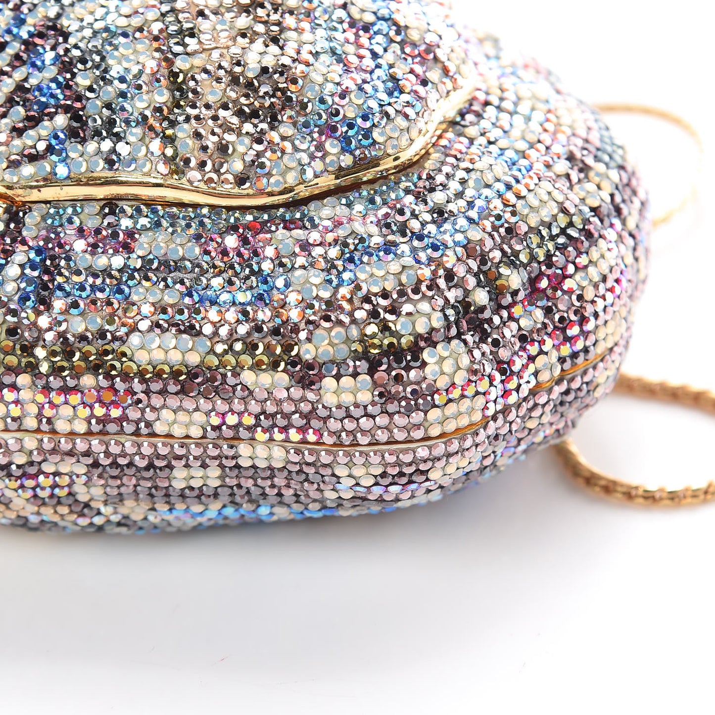 Crystal Seashell Minaudiere Chain Clutch Multicolor