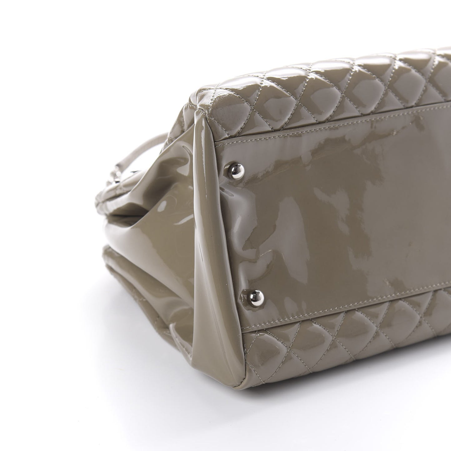 Patent Quilted Large Just Mademoiselle Bowling Bag Gris Fonce