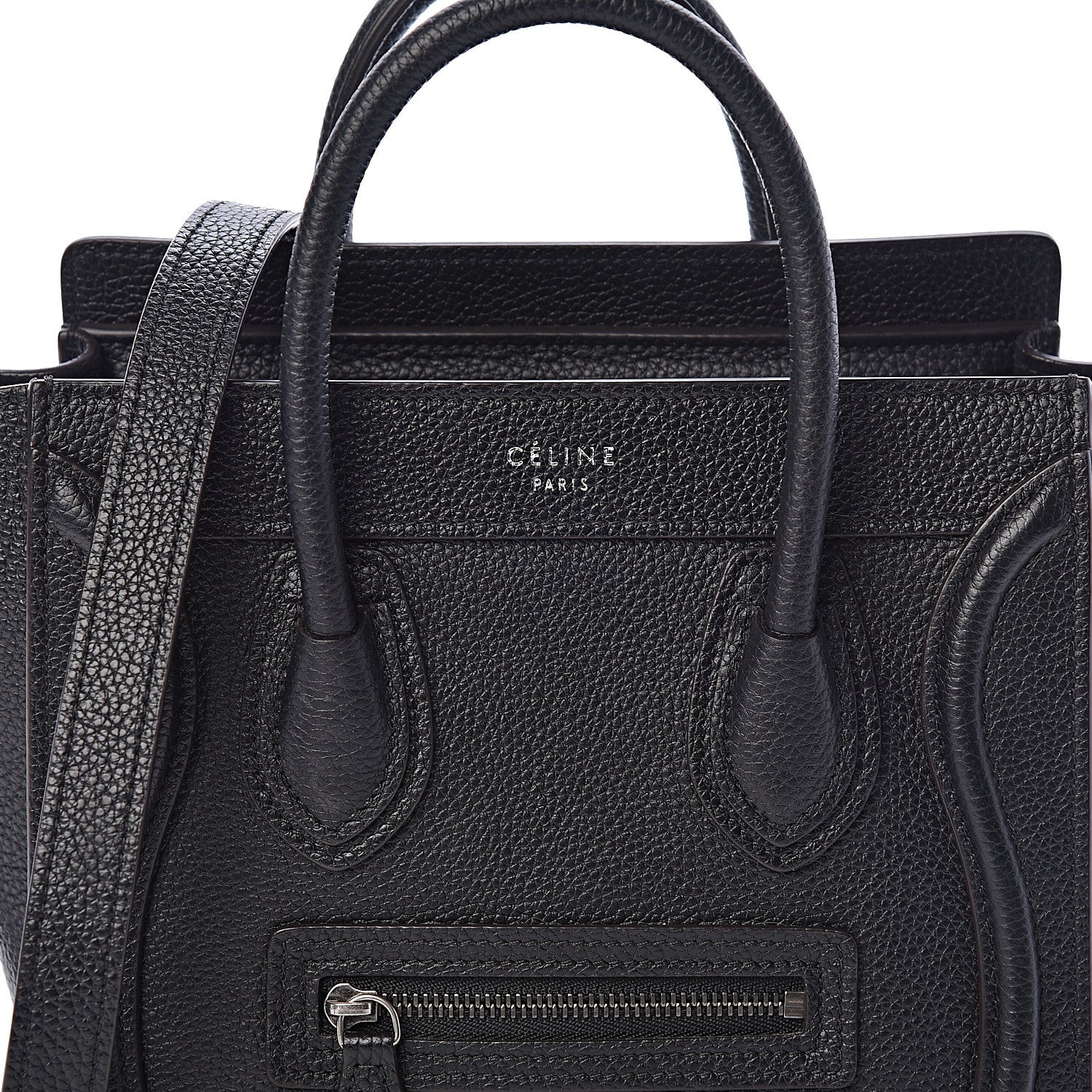 Celine Drummed Calfskin Nano Luggage Black 7 of 9