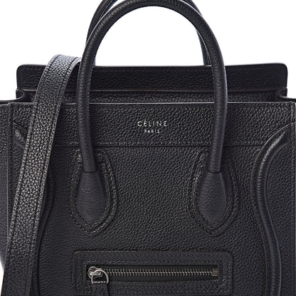Celine Drummed Calfskin Nano Luggage Black 7 of 9