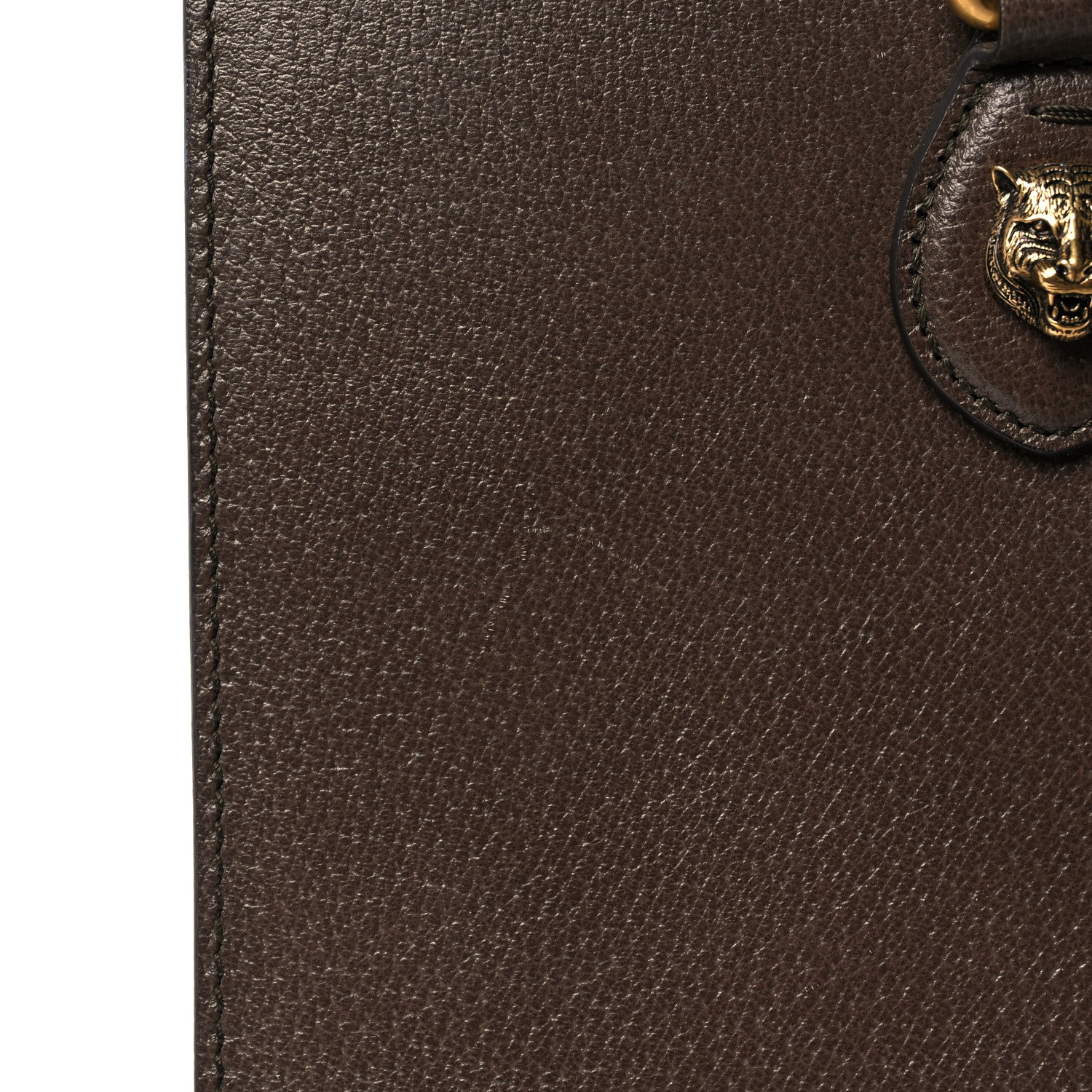 Gucci Grained Calfskin Web Large Animalier Top Handle Tote Brown 19 of 25