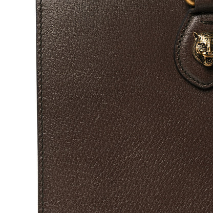 Gucci Grained Calfskin Web Large Animalier Top Handle Tote Brown 19 of 25