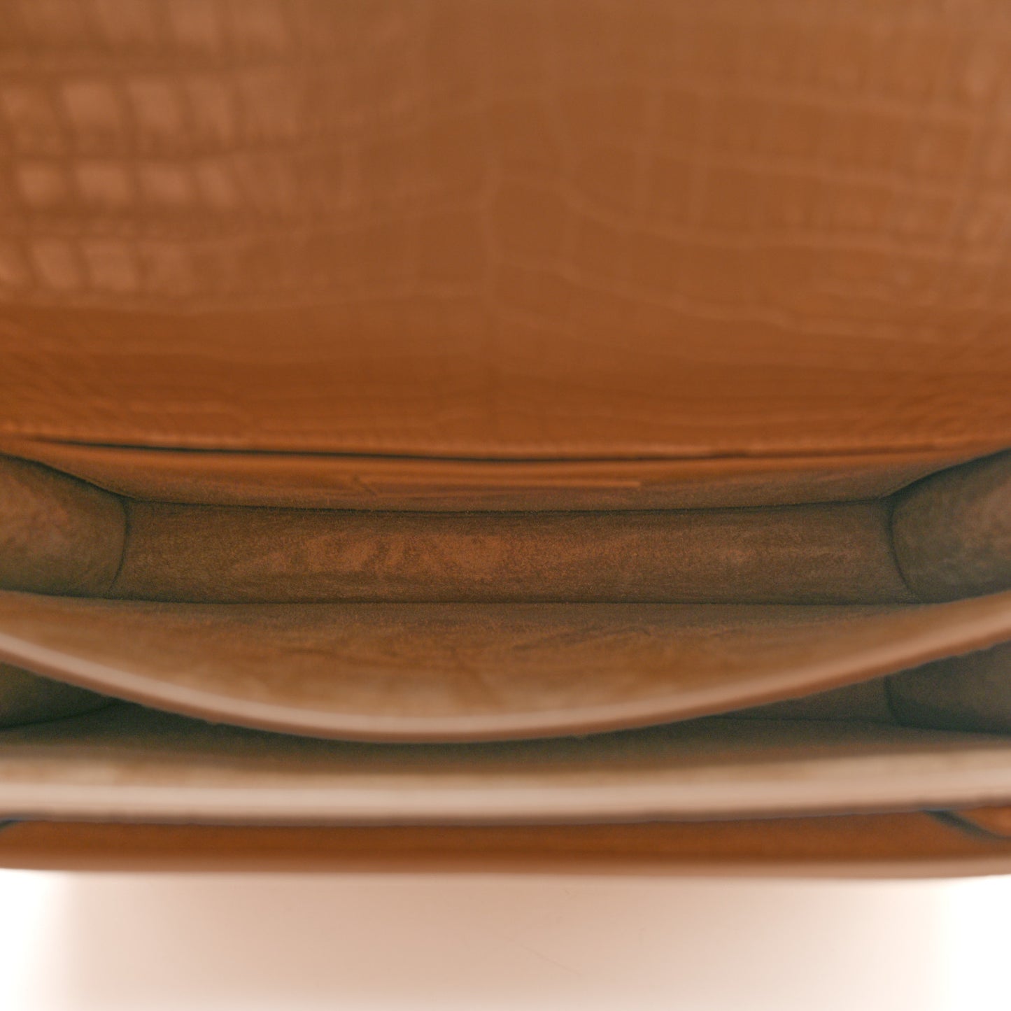 Calfskin Crocodile Embossed Medium Monogram Sunset Dark Beige