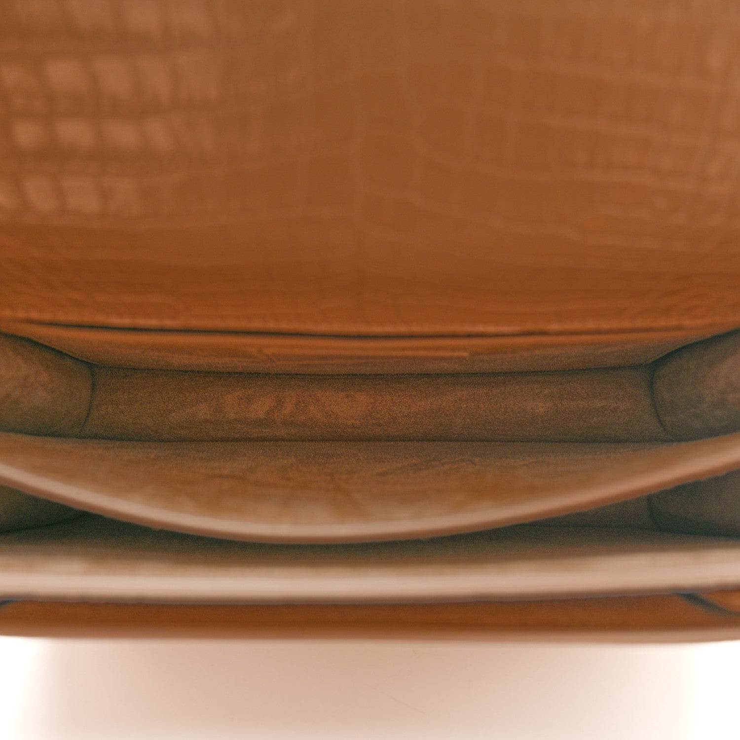 Saint Laurent Calfskin Crocodile Embossed Medium Monogram Sunset Dark Beige 5 of 9