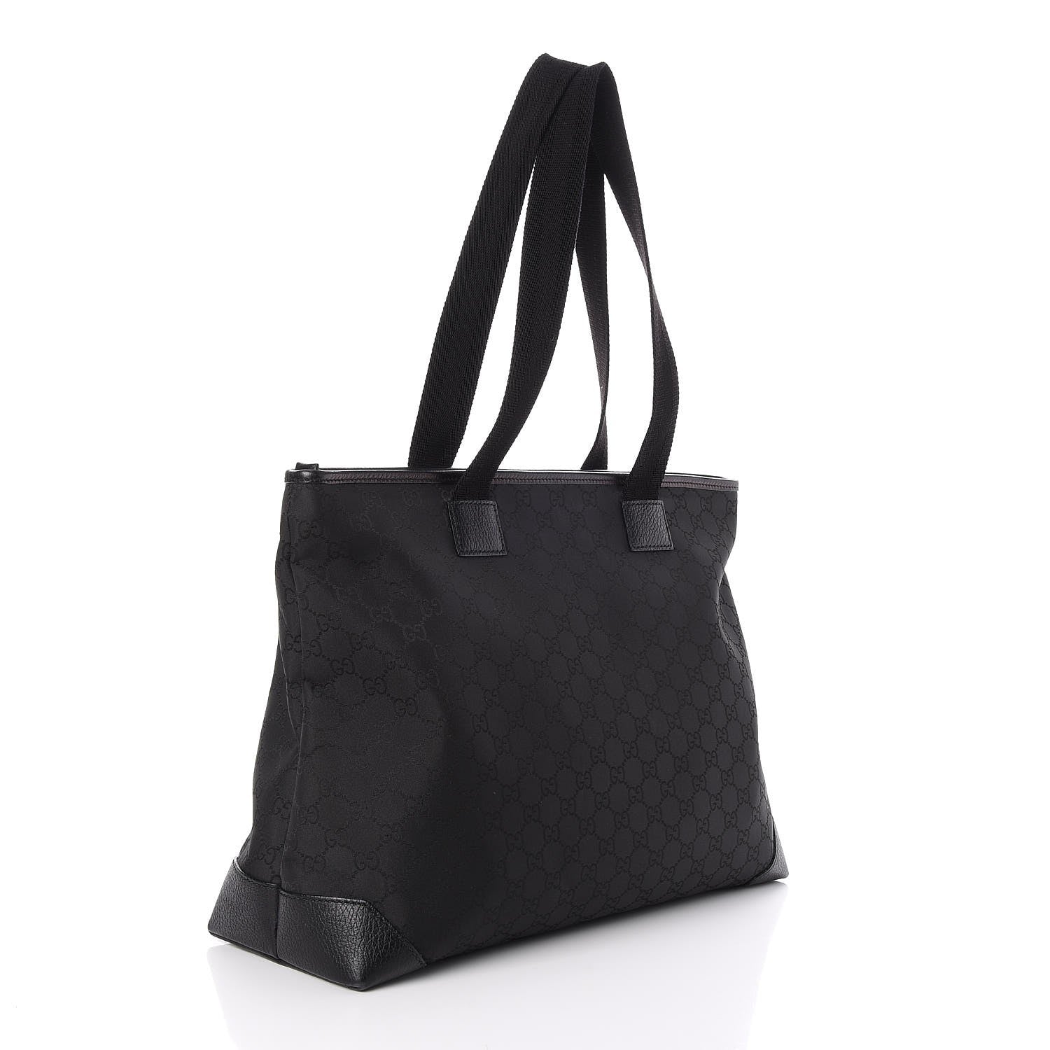 Gucci Nylon Monogram Calfskin Large Tote Bag Black 3 of 7