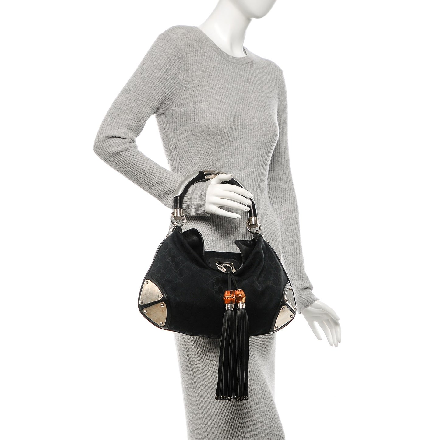 Monogram Medium Indy Top Handle Hobo Black
