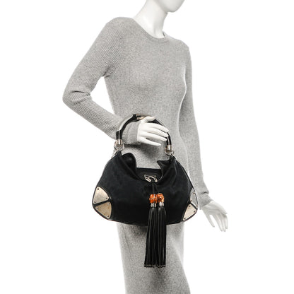 Gucci Monogram Medium Indy Top Handle Hobo Black 2 of 7