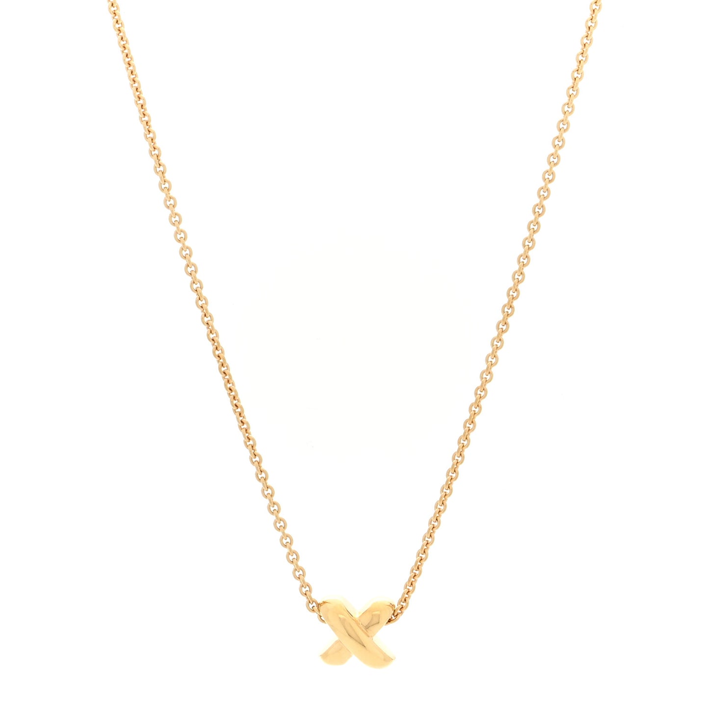 18K Yellow Gold X Pendant Necklace