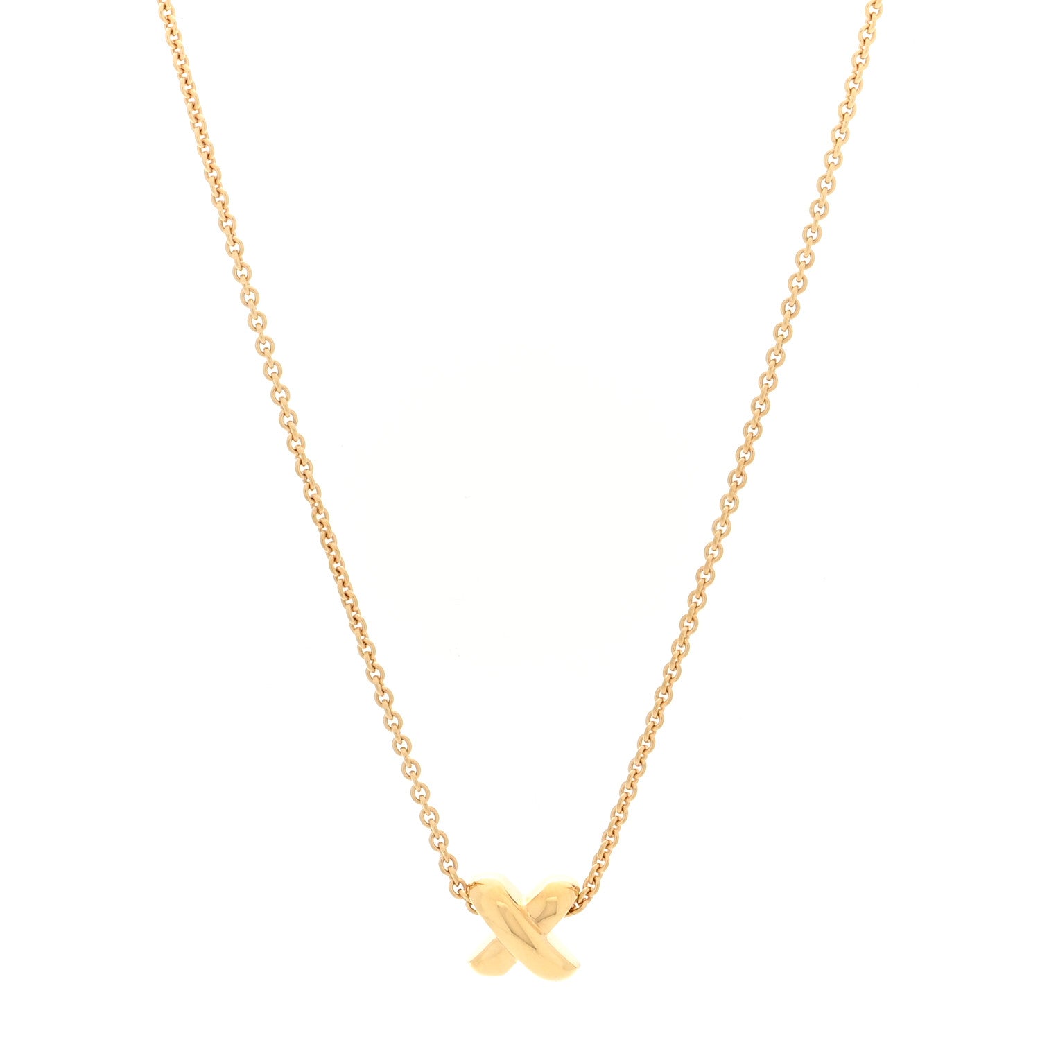 Tiffany 18K Yellow Gold X Pendant Necklace 1 of 5