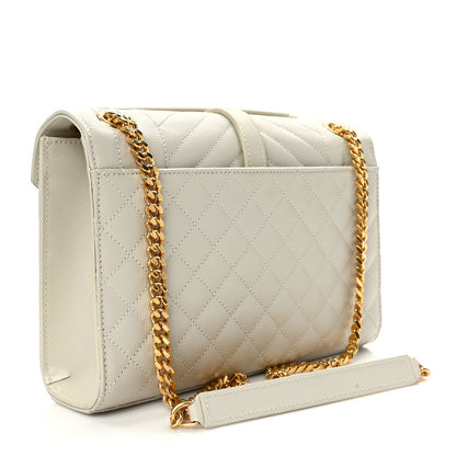Saint Laurent Grain De Poudre Textured Mixed Matelasse Triquilt Medium Monogram Satchel Crema Soft 3 of 10