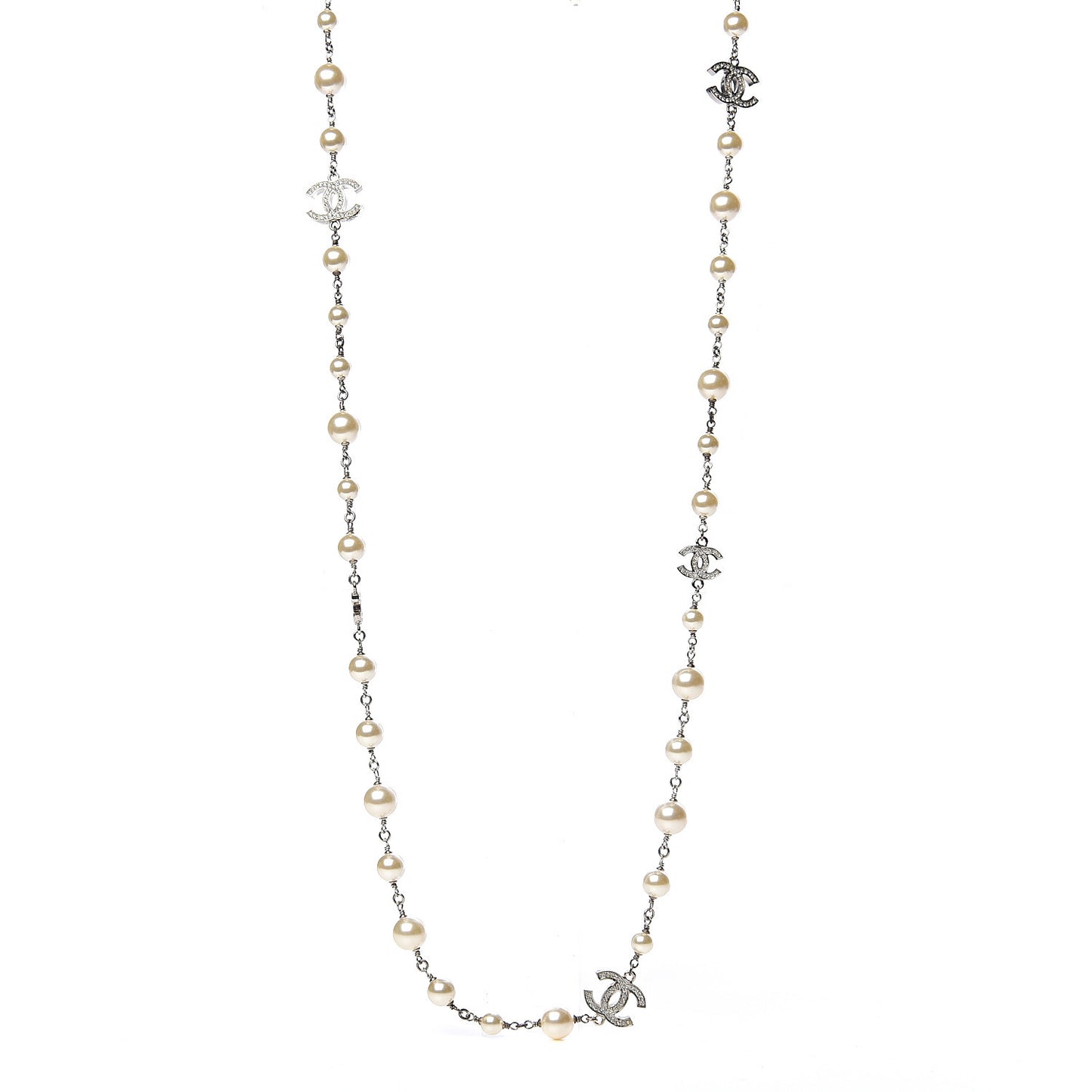 Crystal Pearl CC Long Necklace