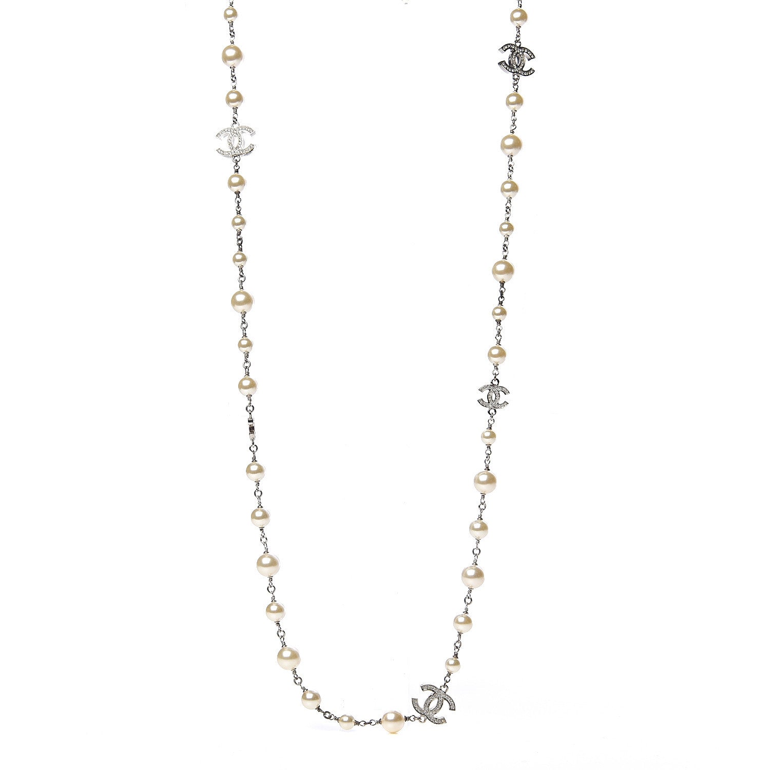 Chanel Crystal Pearl CC Long Necklace 1 of 3