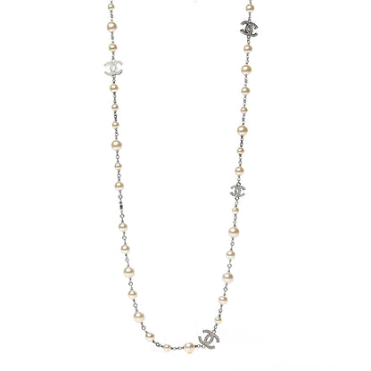 Chanel Crystal Pearl CC Long Necklace 1 of 3