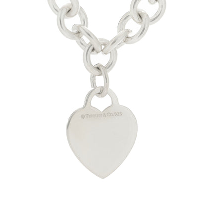 Tiffany Sterling Silver Heart Tag Pendant Necklace 4 of 5