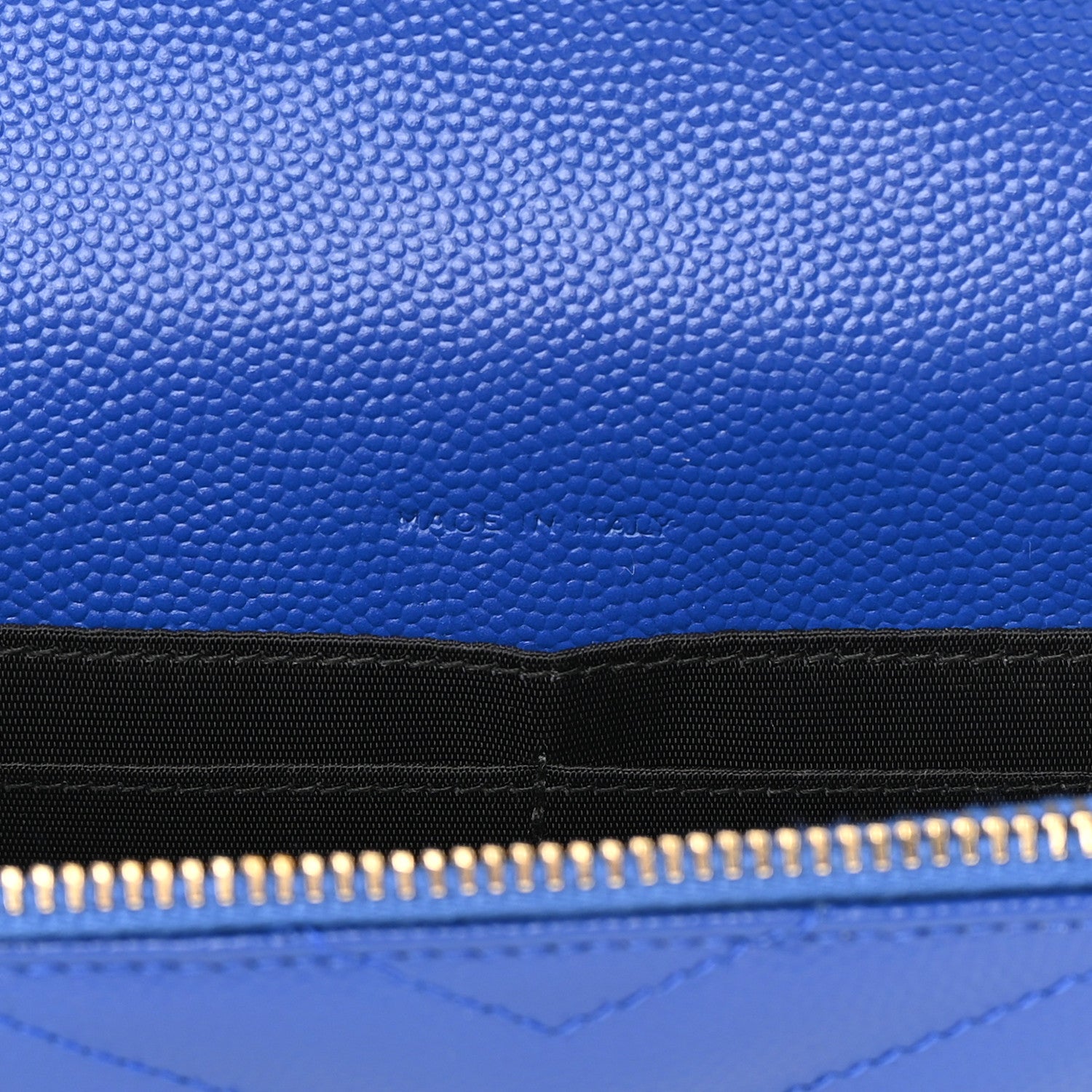 Saint Laurent Grain De Poudre Matelasse Chevron Monogram Envelope Chain Wallet Blue Majorelle 7 of 13